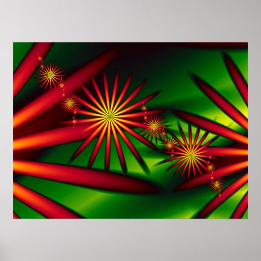 Tropische rode bloemen poster (Voorkant)