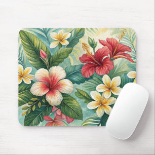 TROPISCHE RODE EN GELE HIBISCUS BLOEMEN MUISMAT