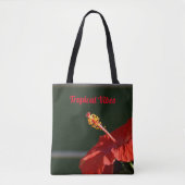 Tropische rode hibiscus bloem dramatisch zwart tote bag (Voorkant)
