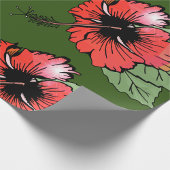 Tropische rode hibiscus bloem met groene bladeren cadeaupapier