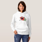 Tropische rode hibiscus bloem met groene bladeren hoodie (Voorkant volledig)