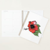 Tropische rode hibiscus bloem met groene bladeren planner (Display)