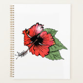 Tropische rode hibiscus bloem met groene bladeren planner (Voorkant)