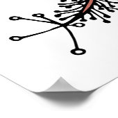 Tropische rode hibiscus bloem met groene bladeren poster (Hoek)