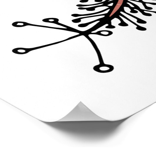 Tropische rode hibiscus bloem met groene bladeren poster (Hoek)