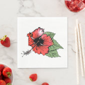 Tropische rode hibiscus bloem met groene bladeren servet (Insitu)