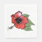 Tropische rode hibiscus bloem met groene bladeren servet (Voorkant)
