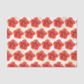 Tropische rode Hibiscus-bloemen en goudpalmbladere Tissuepapier (Voorkant)