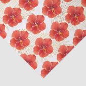 Tropische rode Hibiscus-bloemen en goudpalmbladere Tissuepapier (Detail)