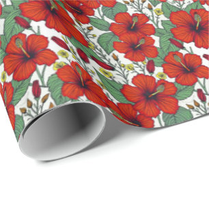 Tropische Rode Hibiscus Botanisch Cadeaupapier