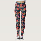 Tropische rode hibiscus leggings (Voorkant)