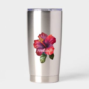Tropische rode hibiscus-ventilator geïsoleerde drinkbeker