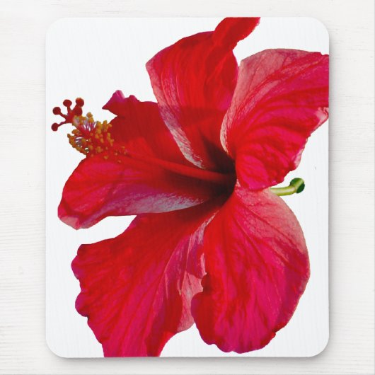 Tropische rode hibiscus-ventilator muismat (Voorkant)