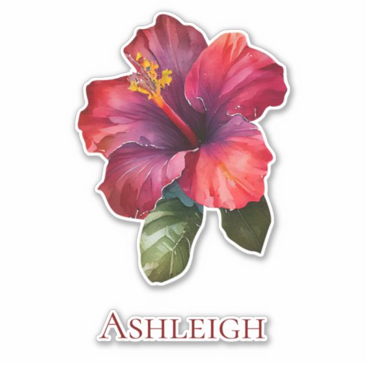 Tropische rode hibiscus-ventilator sticker (Voorkant)
