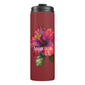 Tropische rode hibiscus-ventilator thermosbeker (Voorkant)