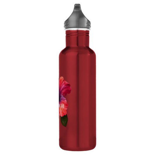 Tropische rode hibiscus-ventilator waterfles 