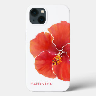Tropische rode Hibiscus Waterverf Bloem Case-Mate iPhone Case