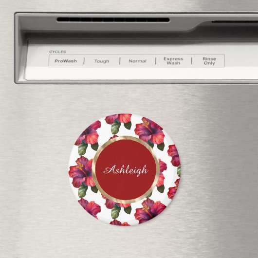 Tropische rode hibiscusbloemen  magneet (Insitu (Vaatwasser))