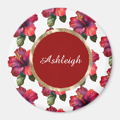 Tropische rode hibiscusbloemen  magneet (Voorkant)