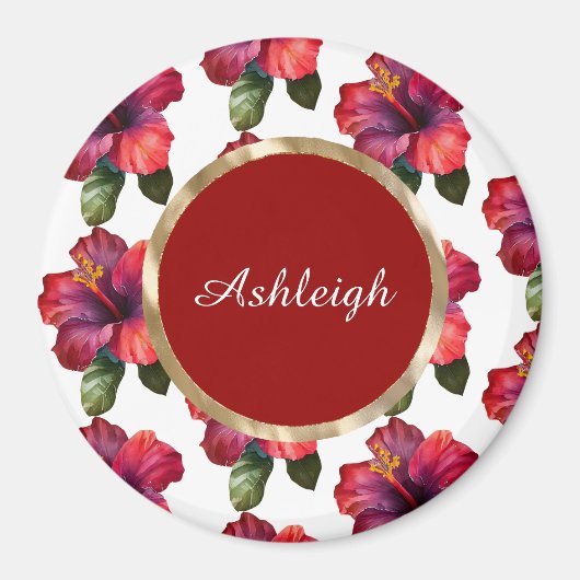 Tropische rode hibiscusbloemen  magneet (Voorkant)