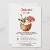 Tropische rode kokosnoot Drink in juli Kaart (Voorkant)