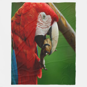 Tropische rode papegaai fleece deken
