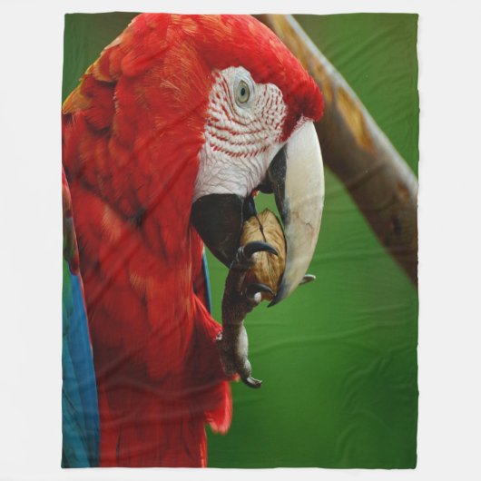 Tropische rode papegaai fleece deken (Voorkant)