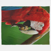 Tropische rode papegaai fleece deken (Voorkant (Horizontaal))