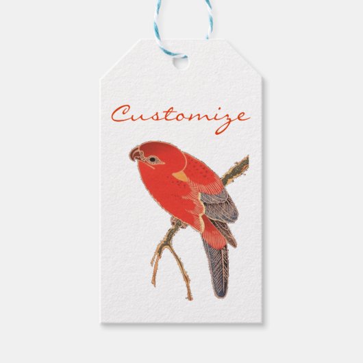Tropische rode papegaai Thunder_Cove Cadeaulabel (Voorkant)