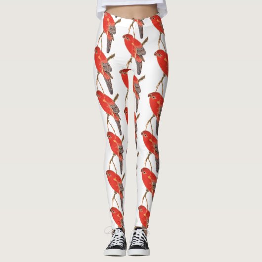 Tropische rode papegaai Thunder_Cove Leggings (Voorkant)