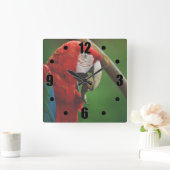 Tropische rode papegaai vierkante klok (Huis)