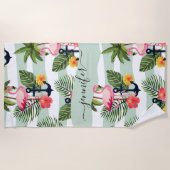 Tropische rode roze vlammen met bomen strandlaken (Voorkant)