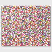 Tropische rode Turquoise Paars Pattern Cadeaupapier (Vlak)