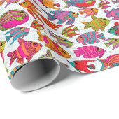 Tropische rode Turquoise Paars Pattern Cadeaupapier (Rol Hoek)