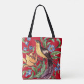 Tropische rode vogel van het Paradise Floral Folk  Tote Bag (Achterkant)