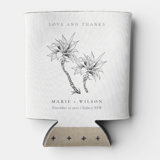 Tropische roestpalmen Black White Sketch Wedch Blikjeskoeler (Voorkant)