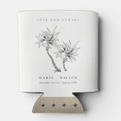 Tropische roestpalmen Black White Sketch Wedch Blikjeskoeler (Achterkant)