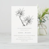 Tropische roestpalmen Black White Sketch Wedch Kaart (Staand voorkant)