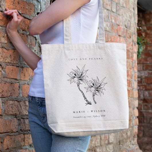 Tropische roestpalmen Black White Sketch Wedch Tote Bag