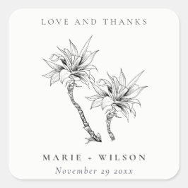 Tropische roestpalmen Black White Sketch Wedch Vierkante Sticker