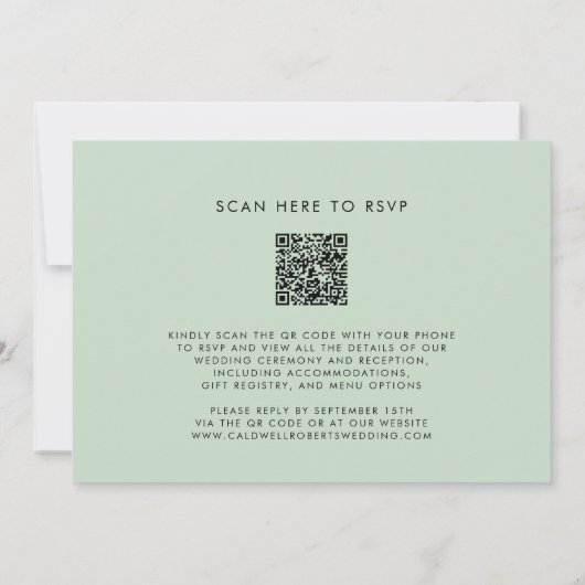 Tropische Romance Palm Trees pastel Green Wedding Kaart (Achterkant)