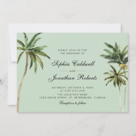 Tropische Romance Palm Trees pastel Green Wedding Kaart