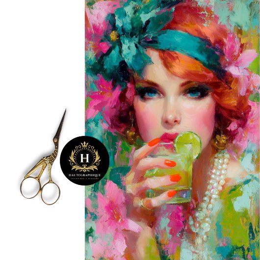 Tropische roodharige met Limoen Cocktail Decoupage Tissuepapier