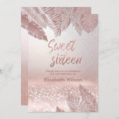 Tropische Roos goudglitterij Kaart (Voorkant / Achterkant)