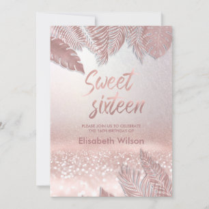 Tropische Roos goudglitterij Kaart