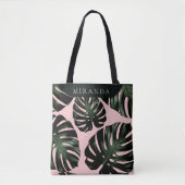 Tropische Roos Groene Bridesmaid Naam Tote Bag (Voorkant)