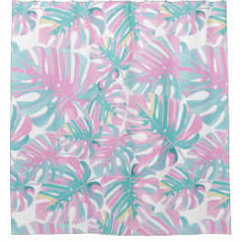 Tropische roze bladeren douchegordijn