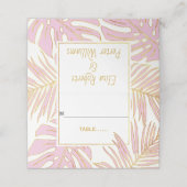 Tropische roze bladeren moderne trouwkaart escort plaatskaartje (Buitenkant ongevouwen)