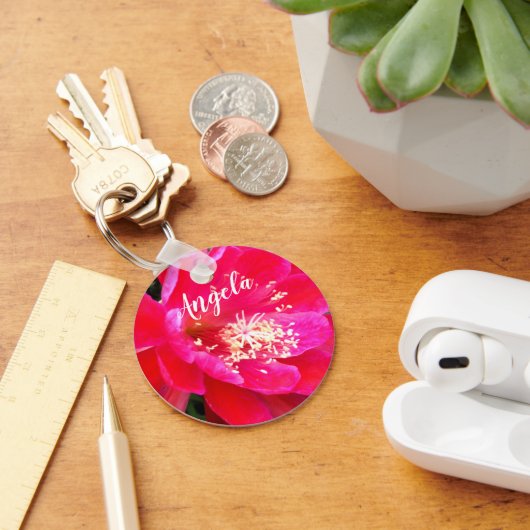 Tropische Roze Bloem Foto Sleutelhanger (Bureau)
