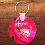 Tropische Roze Bloem Foto Sleutelhanger (Voorkant)